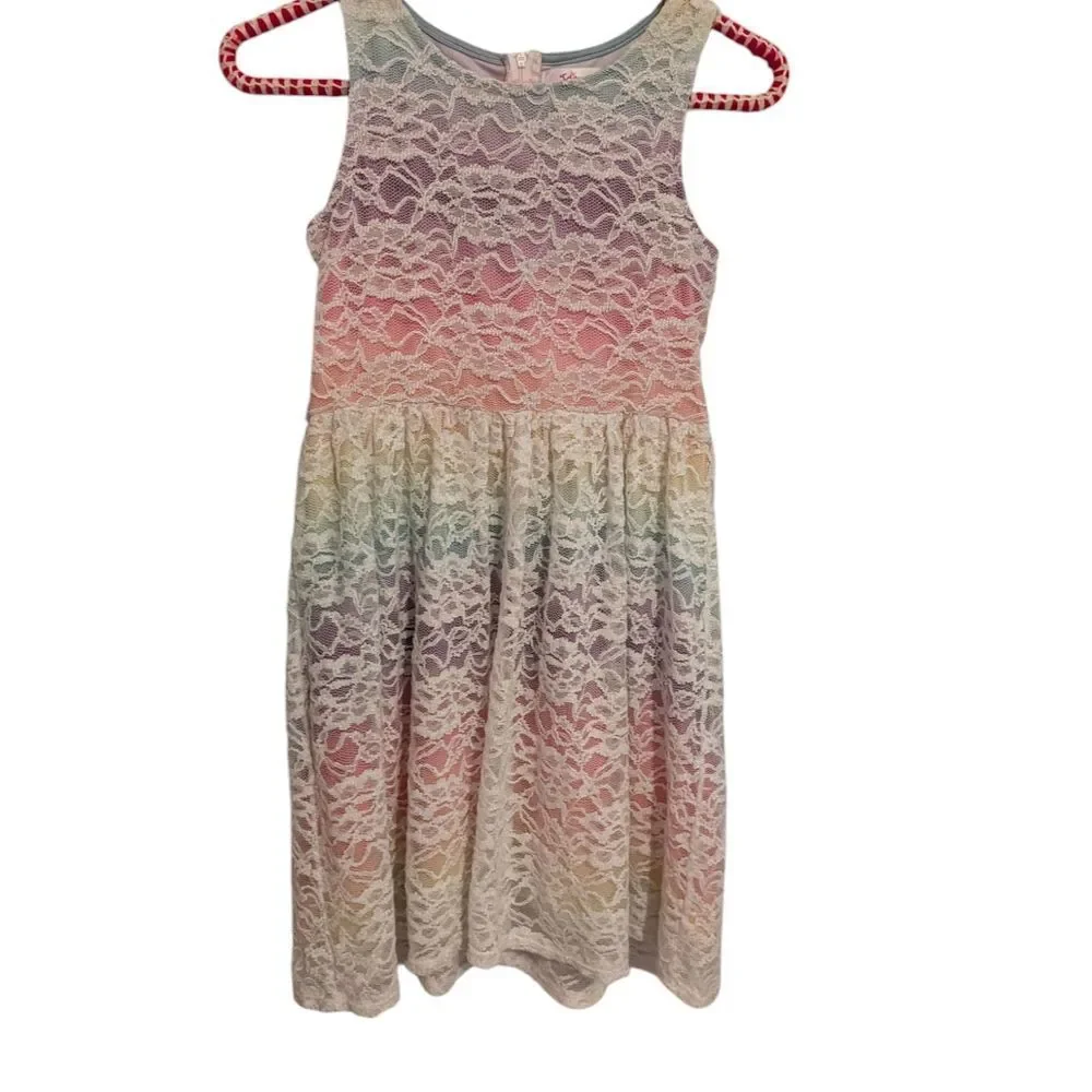 Justice Girls Rainbow Lace Kids‎ Dress Size 14